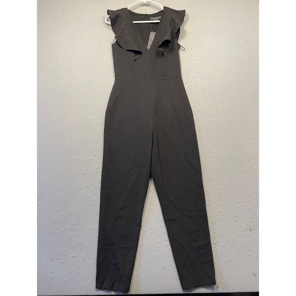 French Connection Whisper Ruffle Tapered Jumpsuit Black Size 4 Womens